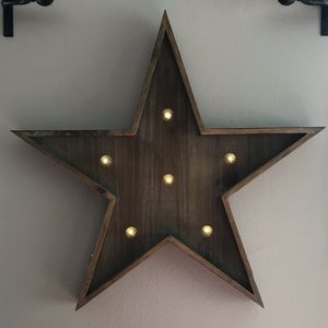 Wood Lighted Star Wall Decor
